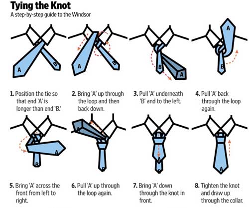 Below are some instructions for tying the Windsor if you want to be cool 